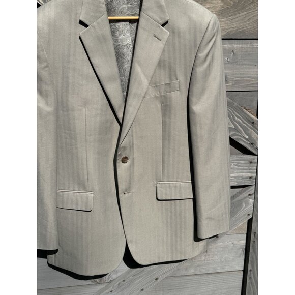Chaps Mens Gray Blazer Jacket With Paisley Lining Single-Breasted Two-Button Siz - Picture 4 of 8